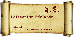 Molitorisz Rómeó névjegykártya